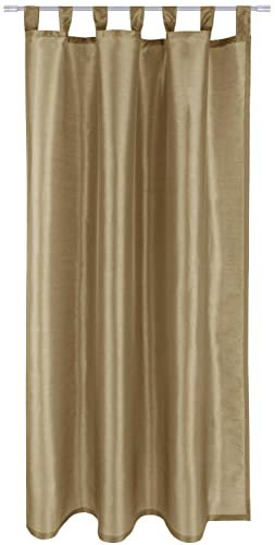 Arsvita Blickdichte Gardine (Dunkel Taupe) Alessia mit Schlaufen in 140x45cm (BxL), in vielen Größen und Farben