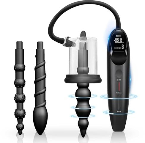QgLust Elektrisches Analplug Analpumpe Sexspielzeug für Männer Analplug aus Silikon Vakuum Pumpe Spiral Ass Plug Prostata-Stimulation Anal Plug Für Frauen(3-teiliges Set (verlängerter Analplug))