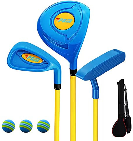 PGM Set di mazze da golf per bambini, 3 pezzi, include legno, ferro e putter, ideale per principianti ragazzi e ragazze, set di istruzioni per l'allenamento