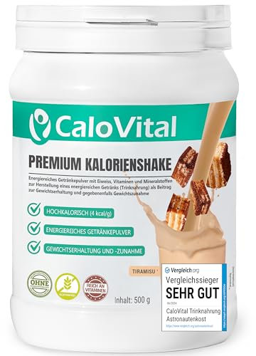 Trinknahrung hochkalorisch für Gewichtszunahme | Kohlenhydrate & Eiweiß als Kalorien Shake | Hochdosiert mit vielen Vitaminen | CaloVital - Premium Qualität aus Deutschland (Tiramisu 500g)