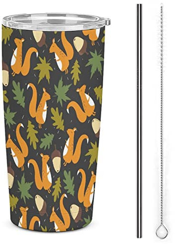 RFSHOP Squirrels Acorns Travel Mug Thermal Stainless Steel with Lid Leakproof Coffee Cup for Outdoor Activities, Office Use 590ml