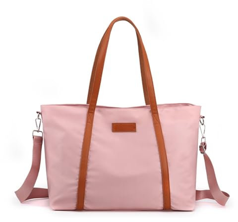 Laptop-Tragetasche für Damen, 15,6 Zoll Laptoptasche, wasserdicht, Nylon, Lehrertasche, Arbeit, große Handtasche, Pink