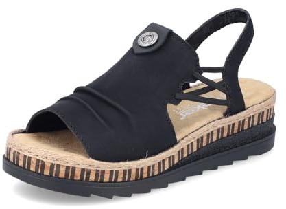 Rieker Damen Pantoletten V7972, Frauen Slipper,Schlupfschuhe,schluepfschuhe,Slides,Slip-ons,Backless Slipper,Gartenschuhe,schwarz (00),39 EU / 6 UK