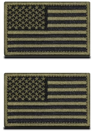 2 St. Armee Grün USA Flagge Patch- Taktisch Amerika Abzeichen, Bestickter Aufnäher mit Verschluss, Militär Patch für Rucksäcke Kleidung Taschen Uniform Weste Jersey