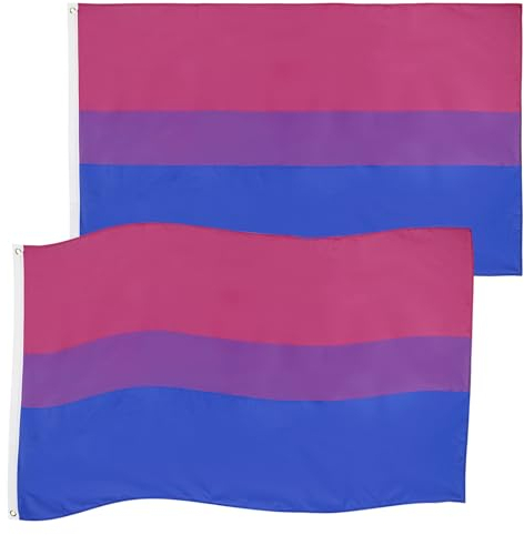 Bandera Gay Hillylolly Bandera Lgbt, 3x5 Ft Gay Pride Flag Colores Brillantes, Bandera del Arco Iris con 2 Ojales, Bandera Arcoiris Grande para Desfile Orgullo, Balcón, Habitación, (Bisexual)