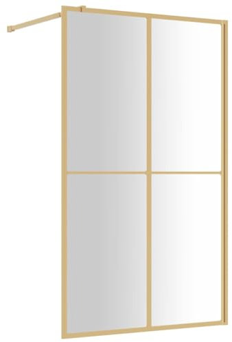 Paroi de Douche, Cabine de Douche Cloison de Douche Paroi de douche avec verre ESG transparent doré 118x195 cm