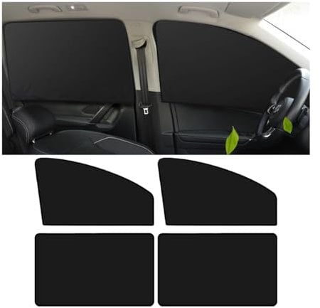 JNNJ Universal Car Window Blackout Covers - Full Sun Shield for Front and Rear Side Windows, UV Protection (2 Front + 2 Rear)