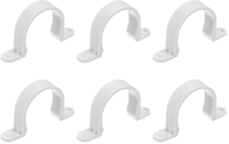 QUARKZMAN 6 Stück PVC-Rohrschellen, 50 mm (2) Kunststoff-Kabelkanalhalterung mit 2 Löchern PVC-Rohrhalterung für PVC-Rohr, Kabel und Leitungen, Weiß