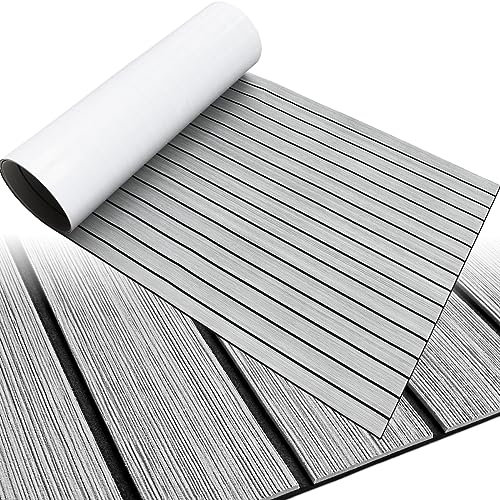 HZCHIONE EVA Foam Boat Decking Floo 240x90cm Faux Teak Boat Marine Carpet Boat Flooring Non-Slip Self-Adhesive Foam Boat Floor Mat Rolls Sheet for Motorboat RV Yacht Kayak Deck Helm Pad