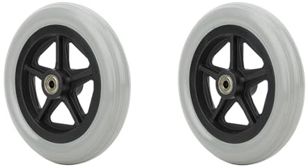 2 Stück 7-Zoll-Rollstuhl-Vorderräder Walker Gummi-Rollstuhl-Ersatzräder Rollstuhl-Zubehör Grau
