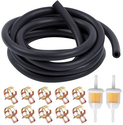 Manguera de combustible de 6 mm de diámetro x 2 metros, incluye 2 m de cable de combustible de 6 mm, 2 filtros de gasolina y 10 abrazaderas de manguera de gasolina, mangueras de gasolina para
