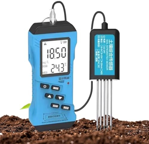 GJBMXSM 7-in-1 Digitaler NPK-Bodentester, Messung von Stickstoff, Phosphor, Kalium, pH, Feuchtigkeits-, Temperatur-, Leitfähigkeits-, Bodenfeuchtigkeitssensor für Pflanzen Für Landwirtschaft