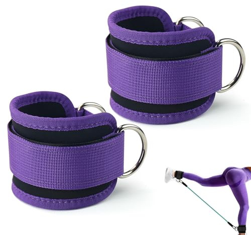Eastrise Ankle Straps for Cable Machines, Gym Cuffs with Double D-Ring, Weight Lifting Leg Workout Attachment, Kickback Ankle Straps
