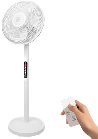 EXTRASTAR 16 Zoll Standventilator mit Fernbedienung, 6 Windstufen, 9h Timer, 70° automatische Schwenkung & 10° manuelle Neigung, 50W großer Bodenventilator für Wohnzimmer, Schlafzimmer & Homeoffice