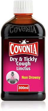 Covonia Dry & Tickly Cough Linctus Soothes And Provides Relief From Dry Coughs And Sore Throats Non Drowsy Cough Syrup Suitable For Vegetarians Cold And Flu Relief, 300ml (Always read Label First)