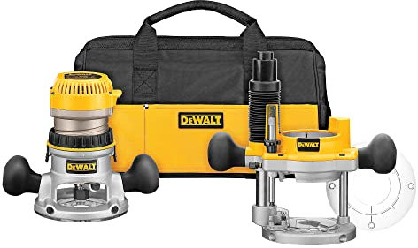 DEWALT DW618PKB 2-1/4 HP EVS Fixed Base/Plunge Router Combo Kit with Soft Start