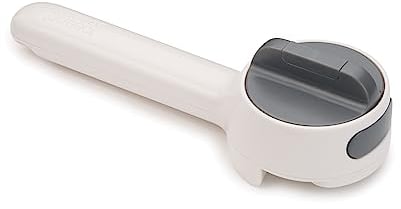 Joseph Joseph Can-Do Plus Abrelatas Fácil de Tirar de Anillo, Abre Botes Manual con Mango Largo para Óptimo Agarre, Blanco/Gris