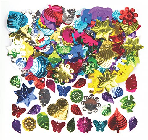 Baker Ross AV640 Jumbo Sequins, Mixed Sequins for Arts and Crafts, Assorted, Pack of 80g, Pieces