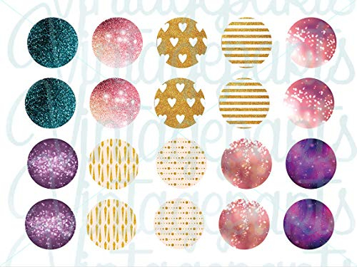 Vintageparts Motivbogen Glitter für 20mm Cabochons Schmuck selber Machen