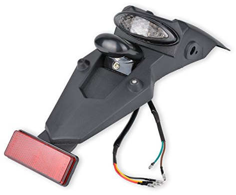 KaTur 12V LED Motorrad Kotflügel Hinten Schwanz Stop Licht Reflektor Universal für MX Motocross Sport Pit Dirt Bike (Smoke Shell)
