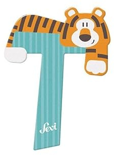 Sevi 83020 Tier Holzbuchstaben T Tiger ca. 10 cm, Türbuchstaben für Kinderzimmer, ABC Lernspielzeug aus Holz, pädagogisches Spielzeug für Kinder ab 3 Jahren, Buchstabe Tiere, Blau