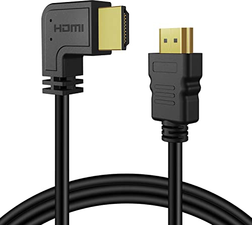TNP Cable HDMI en ángulo Derecho de 270 Grados Horizontal acodado - 3 Metros, Conector HDMI Ultra HD de Alta Velocidad, Cable HDMI 2.0 acodado para UHD, 4K, ARC, Ethernet, Xbox One X/S, y Apple TV,