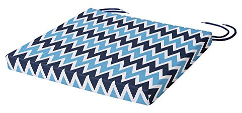 SOFTILLO Patio Chair Cushion with Seat Ties - Indoor and Outdoor Furniture Seating - Water-Resistant Polyester - Kitchen Dining, Lawn & Garden - 50x44x4cm - Zig Zag Blue