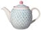 Bloomingville Teekanne Patrizia Retro große Kanne mit integriertem Sieb vor der Tülle Vintage ø 14 cm, blau, Keramik, fasst ca. 1200 ml