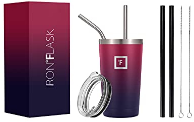 IRON °FLASK Classic Tumbler, 16 oz, Vacuum Insulated Stainless Steel, Hot Cold, Double Walled, Thermo Travel Mug, BPA Free