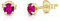 DTPsilver - Winzige Ohrringe 925 Sterling Silber Gelb Vergoldet mit Kristallen von Swarovski® Elements Runde Sehr kleine Ohrstecker - Durchmesser 4 mm - Farbe : Fuchsie