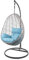 Kideo Komplettset: Hängesessel mit Gestell & Kissen, Korbsessel, Poly-Rattan (Gestell- und Korbfarbe: grau, Kissen: hellblau Nest (5050 Sky Blue))