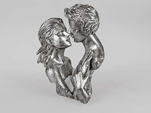 formano Deko Figur Büste Paar Silber mit weiß 29 cm Elegante Skulptur Dekoration