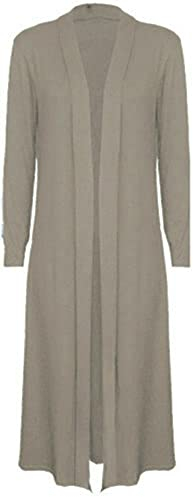Urban Fashion Ladies Maxi Long Length Boyfriend Women Cardigan Collared Top Long Full Sleeve Floaty Duster Jacket Coat Blazer (Mocha, Numeric_22)