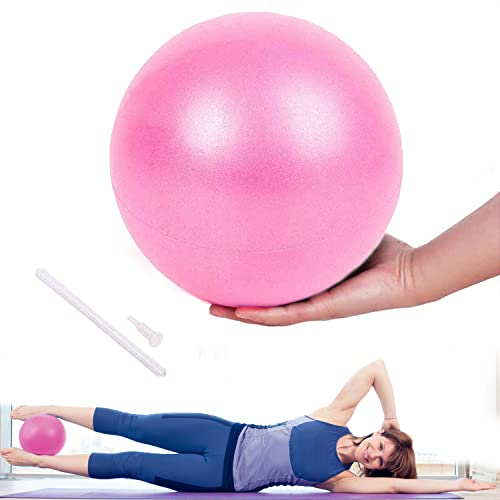 Lanjue Kleiner Pilates Ball, 25 cm Rutschfester Fitnessball Gymnastikball Klein, Weicher Yoga Ball für Bauch und Schultertraining Balance Sport Pilates (Rosa)