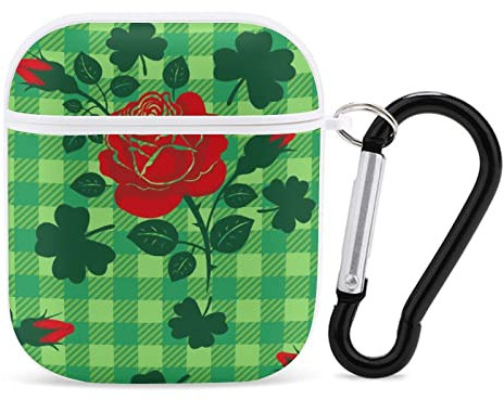 Airpods-Hülle St Patrick Rotes Rosen-Klee-Muster Airpod Hard Case Cover Kopfhörerhüllen Für Apple Airpods1 Airpods2