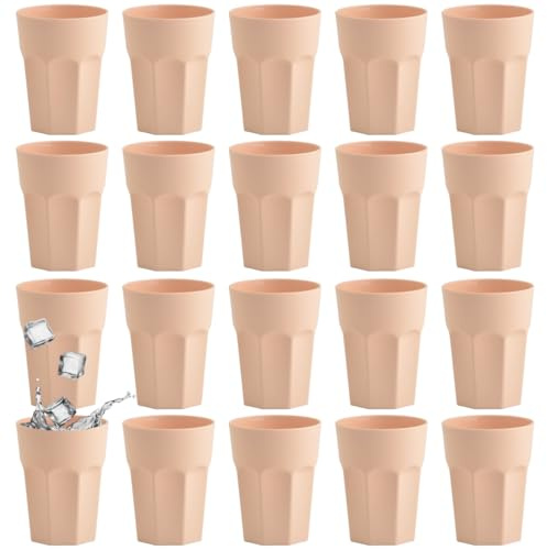 Engelland - 20 x Plastikbecher, Trinkbecher, Aprikose, Pastellfarben, 250 ml, mit Eichstrich, bruchfest, stapelbar, Mehrweg, Kunststoff, BPA-frei, wiederverwendbar, Party-Becher, Trink-Glas
