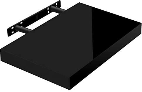 WOLTU Wandregal Volato Wandboard freischwebend hochglänzend Schwarz Schweberegal CD DVD Regal Bücherregal Holz Board 40x22,9x3,8cm RG9476sz