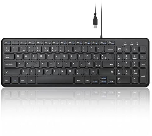 Perixx PERIBOARD-213B Scherentastatur mit USB-Leise mit Kabel - kompaktes Design mit Ziffernblock - Schwarz - spanischer Qwert mit Ñ