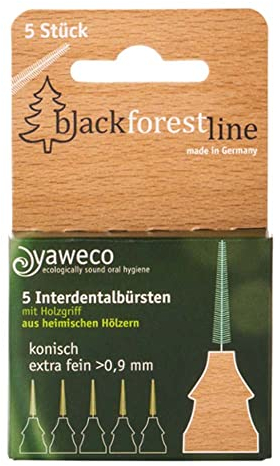 Yaweco Interdentalbürsten mit Holzgriff, Schwarz, 5 Stück