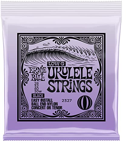 Ernie Ball Cuerdas para ukelele Concert/Tenor Wound Low G Nylon con extremo de bola - Negro