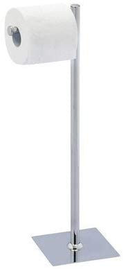 Toilet Roll Holder Free Standing Spare Roll Holder with Swivel Action Extra Storage Space Saving Sleep Practical with SV Rubber Base Caravan Camping Hotel Tissue Roll Storage (Silver)