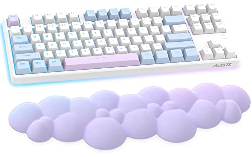 Cloud-Soft Ergonomic Wrist Rest for 100 Keys 87 Keys 68keys Keyboard PU Material Anti-Slip Rubber Base Memory Foam Cloud-Shaped Palm Rest for Computer Laptop,Pain Relief,15.2 * 4.4 * 1.2 inch -Purple