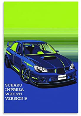 JDM Sportauto-Poster für Subaru Impreza Rennauto-Poster, dekoratives Gemälde, Leinwand, Wandbilder Wandposter und Kunstbild, modernes Familien-Schlafzimmer, Dekor-Poster, 30 x 45 cm