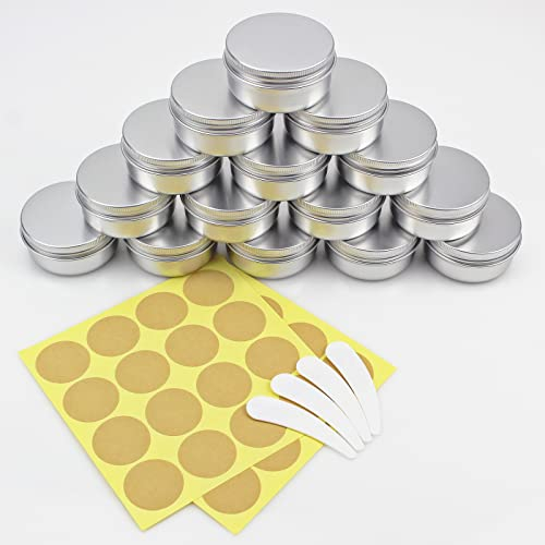 YankMooM 15 Pcs Aluminium Tin Jars,50ml Empty Cosmetics Container Pots Travel Aluminum Cans for DIY Crafts Candle Cream Sample Powder Makeup Storage