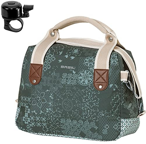 Basil Bohème City Bag - Fahrrad Lenkertasche Seitentasche -8 Liter Grün inkl. Fahrradklingel