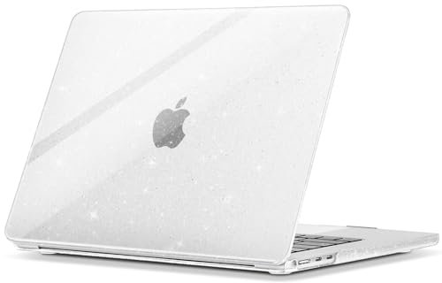 ZYB Custodia per MacBook Air 15 Pollici M4 M3 M2 2025 2024 2023 (A3241 / A3114 / A2941), Ultra Sottile Cover Protettiva Plastica Rigida, Glitter Trasparente