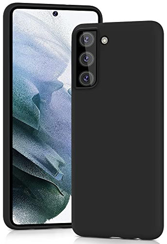 YATWIN für Samsung Galaxy S21 5G Hülle, Premium Silikon Handyhülle mit Kameraschutz, Seidig-Weicher Berühren Ultra Dünne Stoßfeste Kratzfeste Schutzhülle, Schwarz