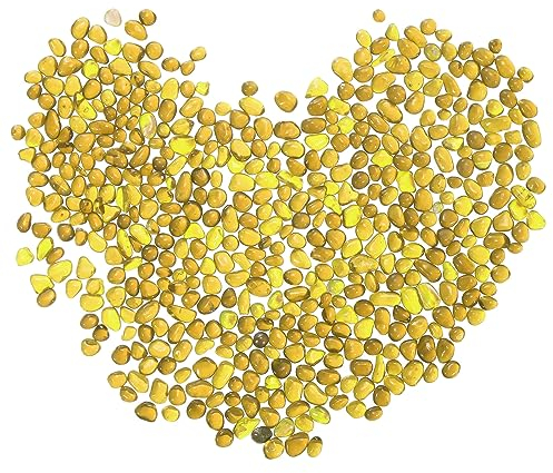 sourcing map 200g/0.44lb 7-9mm Decorative Glass Stones, Polished Glass Pebbles Marbles DIY Decor for Vase Filler Beads Crafts Fish Tank Aquarium Garden Decoration, Yellow