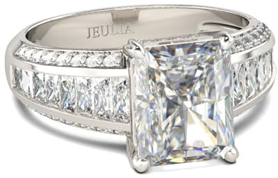 Jeulia Anillos de boda para mujer Anillo de promesa Corte brillante Plata de ley Zirconia cúbica blanca Diamante Propuesta nupcial Anillo de compromiso Aniversario Infinito Joyas con caja de regalo