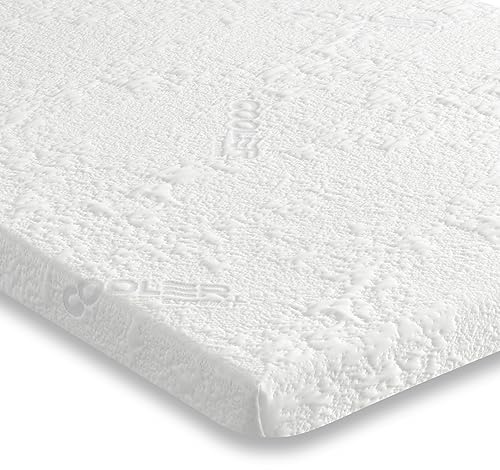 Starlight Beds Kühlende Matratzenauflage, 90 x 200 cm, 5 cm, europäische Einzel-Matratzenauflage aus Memory-Schaum, Kühlschaum-Topper mit kühlendem abnehmbarem Bezug, Weiß, 90 x 200 x 5 cm